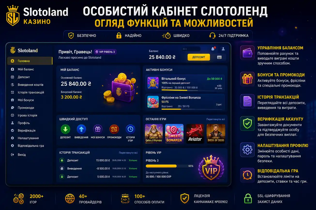Особистий кабінет Слотоленд — огляд функцій та можливостей